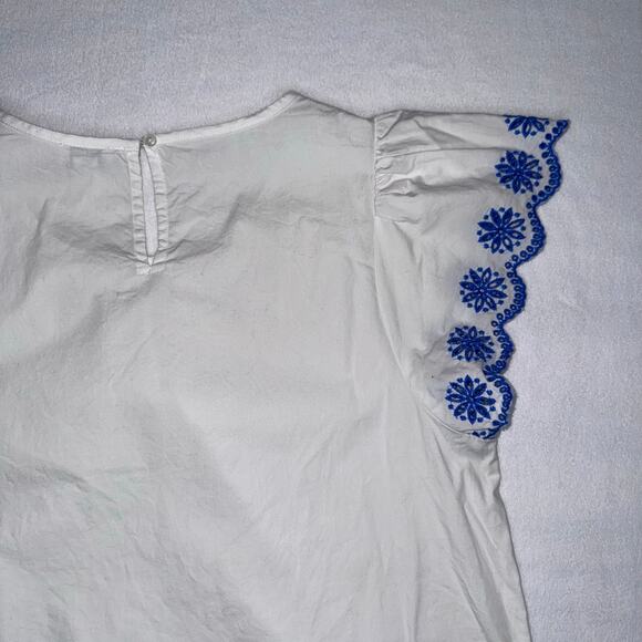 White with Blue J. Crew Embroidered Blouse - Picture 11 of 11